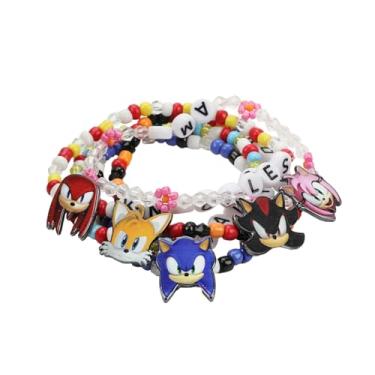 Imagem de Bioworld Conjunto de 5 pulseiras elásticas com contas dos personagens Sonic The Hedgehog