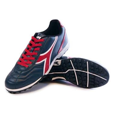 Imagem de Tênis de futebol feminino Diadora Capitano TF Turf, Navy Blue / Red, 5.5 Wide