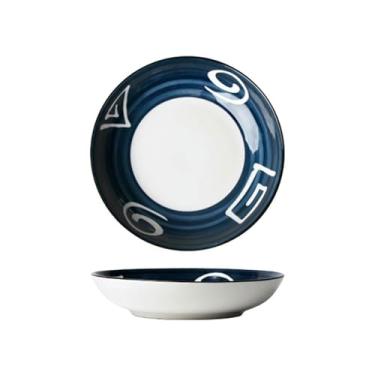 Imagem de Prato de cerâmica com personalidade simples e criativa requintada para uso doméstico japonês - Oracle Bone Inscriptions prato de arroz de 18 cm