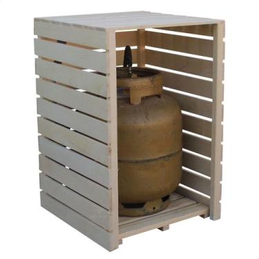 Imagem de Capa Protetora Botijão de Gás de Cozinha em Madeira Maciça Cru com Sup