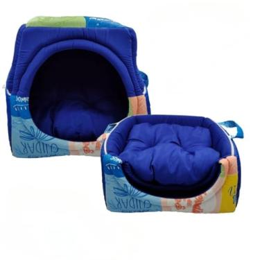 Imagem de Cama Caminha Túnel Toca iglu pet 2 em 1 Cachorro Gato Tamanhos M G GG(Azul colorido,M 40x40)