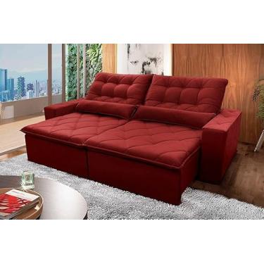 Imagem de Sofá Retrátil Reclinável Islândia 2,10m Suede Velut Preto Molas no Assento - King House