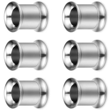 Imagem de Pexveiuu Calibres 8G para alargadores de orelha brincos 8 calibre 316L aço inoxidável cirúrgico prata duplo alargado internamente rosca orelha túnel plug kit de alongamento piercing joias mulheres