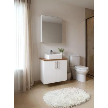 Imagem de Gabinete para Banheiro com Cuba e Armario 60cm Mdf Freijo com Branco P