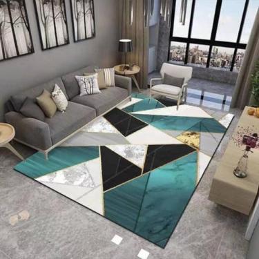 Imagem de Tapete Decorativo Peludo Sala Quarto Estampado Veludo Macio 100x140cm Confortável e Elegante(cristal 3; belga)