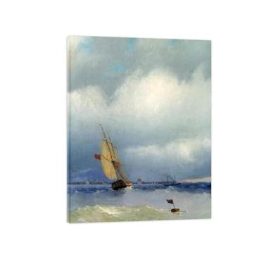 Imagem de Ivan Aivazovsky Impressão de arte de parede em tela - Imagem de arte em tela com moldura de madeira - Pôster de reproduções de pinturas famosas para decoração de casa - rio 2/60x80 cm 24x31 polegadas