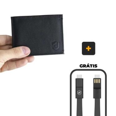 Imagem de Kit Carteira de couro Ultra Slim + cabo Slim 3 em 1 - Gshield