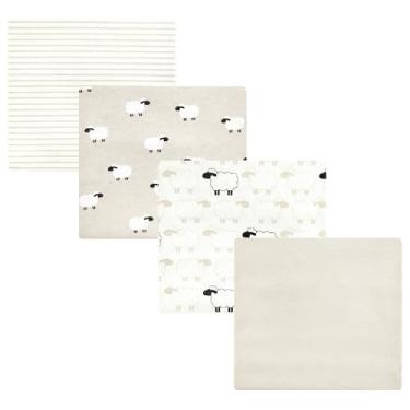 Imagem de Luvable Friends Hudson Baby, flanela, cobertores, 4 unidades, Ovelha bege, 28x28 inches