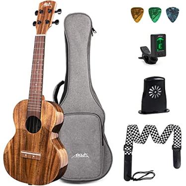 Imagem de Ukulele, kit de ukelele para concerto profissional de acácia de 58 cm com umidificador, palhetas sintonizadoras e alça