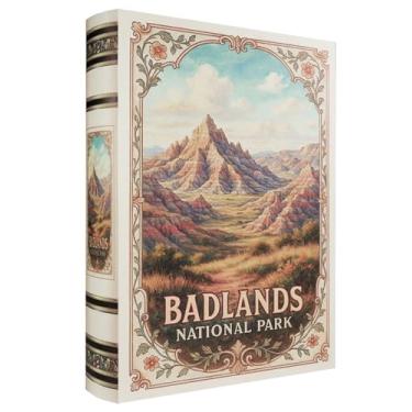 Imagem de XIAOAIKA Caixa decorativa de madeira – Caixas de livros falsas vintage com design de parque nacional, armazenamento secreto com fecho magnético, capa de couro, perfeita para estante de livros de