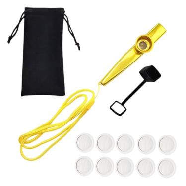 Imagem de Milageto Suporte para Flauta Kazoo com Bolsa de Armazenamento E Corda de Pescoço para Instrumento Musical Infantil, Ouro