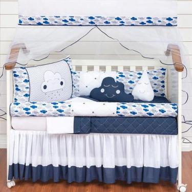 Imagem de Kit Berço Completo 12 Peças Menino Nuvem Marinho Com Saia - Beatriz En