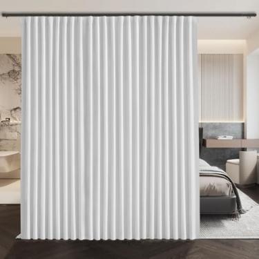 Imagem de ABBRIGE Cortina do chão ao teto para trilho de teto ou haste com ganchos - Cortinas blackout extralargas à prova de som - Cortinas divisórias de privacidade para trilho de montagem de teto na parede