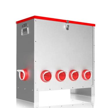Imagem de Alimentador automático de galinha de 10 portas, alimentador de galinha alimentado por gravidade grande de 38,5 kg, com trava e alça para frangos, bantams, faisões, galinheiro, à prova de intempéries