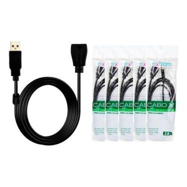 Imagem de Cabo Extensor Usb 2.0 2 Metros Extensão Usb- Kit com 5 unidades - Exbo