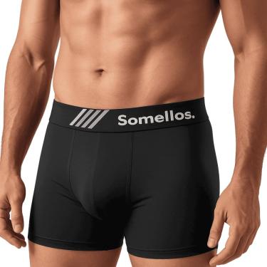 Imagem de Cueca Boxer Somellos Masculina Microfibra Premium Anatómica Confortável Azul, Branca e Preta