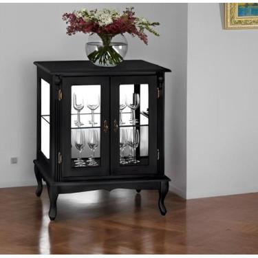 Imagem de Cristaleira de Madeira 2 Portas Vidros na Lateral e Espelho no fundo P