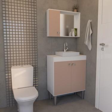 Imagem de Conjunto Gabinete E Armário Dia A Dia Funcional 60cm Para Sobrepor Salmão