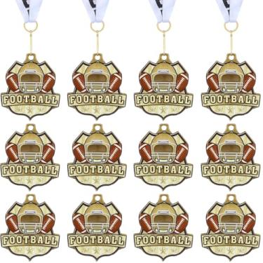 Imagem de Ecation Medalhas de Softball 2 polegadas Tee-Ball Team Awards Softball Metal Medalhas Gold Baseball Sports Award com fita de pescoço para crianças (futebol novo)