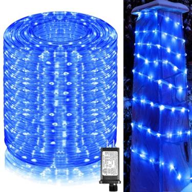 Imagem de XmasBokeh Luzes de corda para exterior, 164 m, 500 luzes de corda de LED, à prova d'água, 8 modos de plugue para quarto, jardim, deck, pátio, piscina, paisagem, decorações de festa - azul