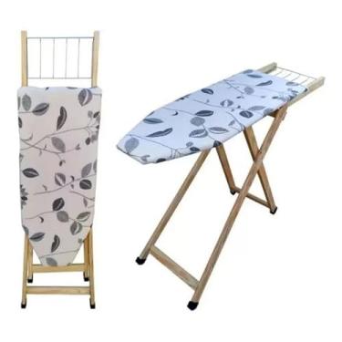 Imagem de Tábua de Passar Roupa Premium - Madeira maciça com Base Antiderrapante, Ideal para Casa e Viagens