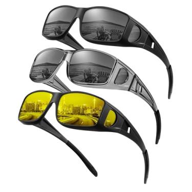 Imagem de KALIYADI Óculos De Sol Polarizados Com Ajuste Sobre - Masculino: Envolventes Femininos Proteção Uv Para Dirigir