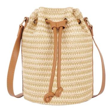 Imagem de Mocarly Bolsa de ombro de palha tecida à mão, mini bolsa boêmia de praia com borla de crochê para mulheres, Marrom