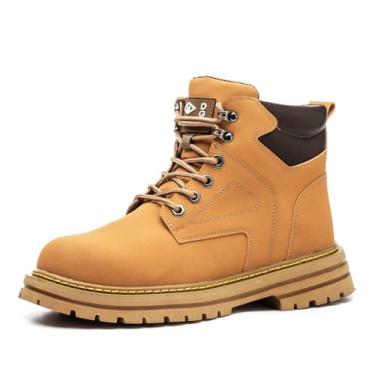 Imagem de DINGGU Botas impermeáveis com biqueira de aço para homem, confortáveis, botas de trabalho de segurança, biqueira composta, sapatos de construção, botas de trabalho para homem, 576 amarelo, 7