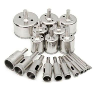 Imagem de Kit Brocas Diamantadas 21 peças Fura Vidro Mármore GT780 - Lorben