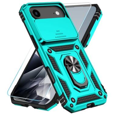 Imagem de SunStory Capa de telefone para telefone 17 Air com protetor de tela HD e capa de câmera deslizante e suporte de anel girado, [grau militar] capa de telefone para telefone 17 Air (azul-petróleo)