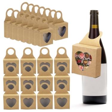 Imagem de PATIKIL Caixas de papel kraft de 9,5 x 8,5 x 3,5 cm com janela e alça de coração, pacote com 36 caixas de presente pequenas para garrafas de vinho, lembrancinhas de festa de casamento, presentes de