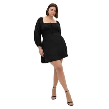 Imagem de City Chic Vestido feminino plus size - Abbie manga longa mini, Preto, 48