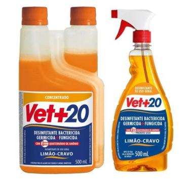 Imagem de KIT VET+20 Limão Desinfetante Concentrado e Pronto Uso 500ml
