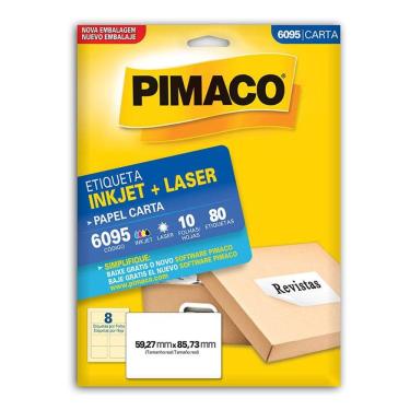 Imagem de Etiqueta inkjet/laser carta 6095 com 10 folhas Pimaco