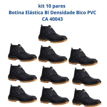Imagem de Kit 10 Pares Botina Epi Bico Pvc Segurança Crival CA 40043
