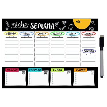 Imagem de Planejador Semanal 20x26cm + Caneta - Resistente e Apagável