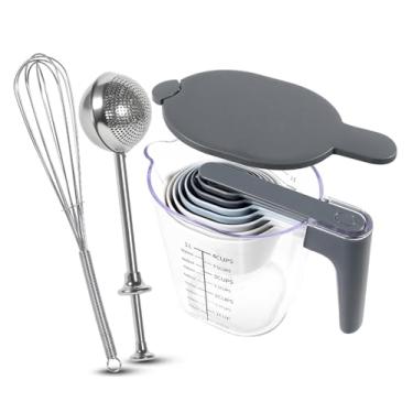 Imagem de Recogwood Conjunto de 12 peças de copos e colheres medidores com espanador de farinha e separador de ovos, livre de BPA, utensílios de cozinha seguros para lava-louças para cozinhar e assar