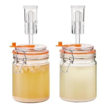 Imagem de Jillmo Frasco de fermentação de vidro, kit de fermentação de 700 ml para fazer chucrute, molho picante, hidromel, cidra e mais, pacote com 2