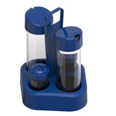Imagem de Conjunto Galheteiro 4x1 Porta Azeite Vinagre Saleiro Paliteiro (Azul)