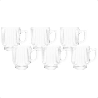 Imagem de Conjunto 6 Canecas Caneladas de Chá 200ml de Vidro com Alça