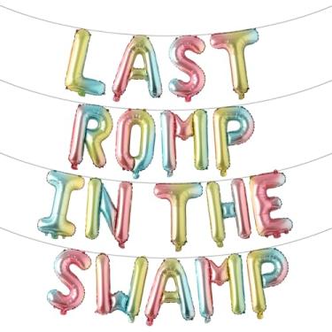 Imagem de Balões de letras - Last ROMP IN THE SWAMP 40,6 cm letras do alfabeto folha balão Mylar faixa de despedida de solteira (ÚLTIMA ROMP NO PÂNGULO arco-íris)