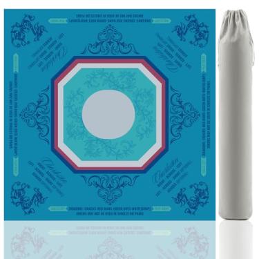 Imagem de Bellyrich Mahjong Mat, Non-Slip Noise Reduction Card Game Mat with Carrying Bag, Waterproof Table Mat for Mahjong/Poker/Board Games/Dominoes, Peacock Blue, 32.4x32.4 Inch