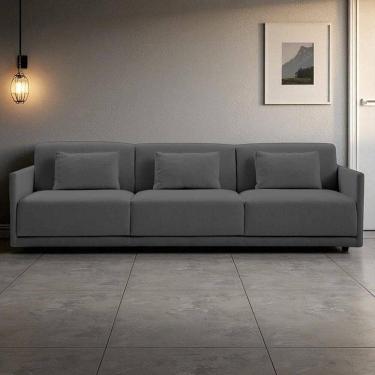 Imagem de Sofá 3 Lugares King Size Revestimento em Sarja 252cm Cinza Médio
