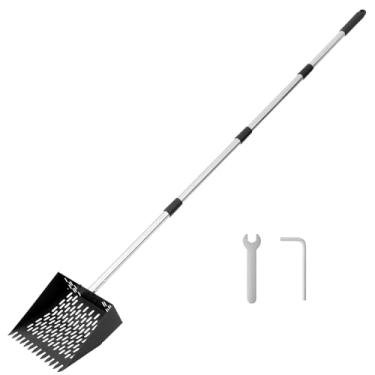 Imagem de Colher para cocô de galinha de metal 2 em 1, colher de areia de galinha inovadora, colher de areia de frango de ferro e borracha com alça longa ajustável para limpeza de caneta de cabra e estável