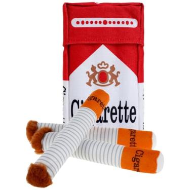 Imagem de 3 peças de brinquedo de cigarro para cães grandes, brinquedos para cães que rangem, brinquedos de palito de riso com caixa, brinquedos engraçados interativos para filhotes de charuto para raças