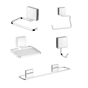 Imagem de Kit Organizador de Banheiro Adesivo Fixare Cromado 10070E