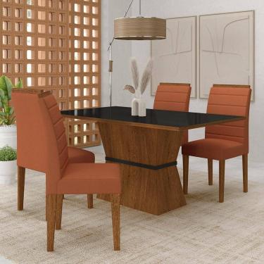 Imagem de Mesa 1,36 Biella Com 4 Cadeiras Estofadas Freijó/pto/sd Terraco - M.a