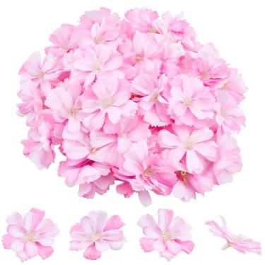 Imagem de SOFPLATE 50 peças de flores falsas sem haste em tecido artificial a granel flores rosa 3D pequeno tecido decorativo flores florais cabeças para casamento festa de aniversário guirlanda buquês