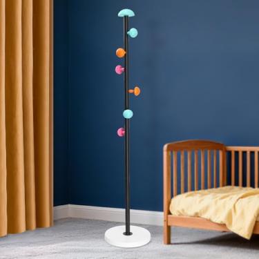 Imagem de EUIJOIP Cabide infantil resistente – 6 ganchos decorativos, organizador de metal fácil de montar – adequado para inquilinos, espaço eficiente para casacos, chapéus, bolsas no quarto das crianças