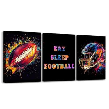 Imagem de Feelyou Arte de parede em tela emoldurada de futebol, decoração de parede colorida vibrante para quarto, esportes, imagens temáticas, pintura para quarto, escritório, decoração de parede, amantes de